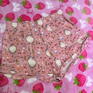 Studio Ghibli My Neighbor Totoro Pink Lounge Shorts Mushroom Forest Print Small